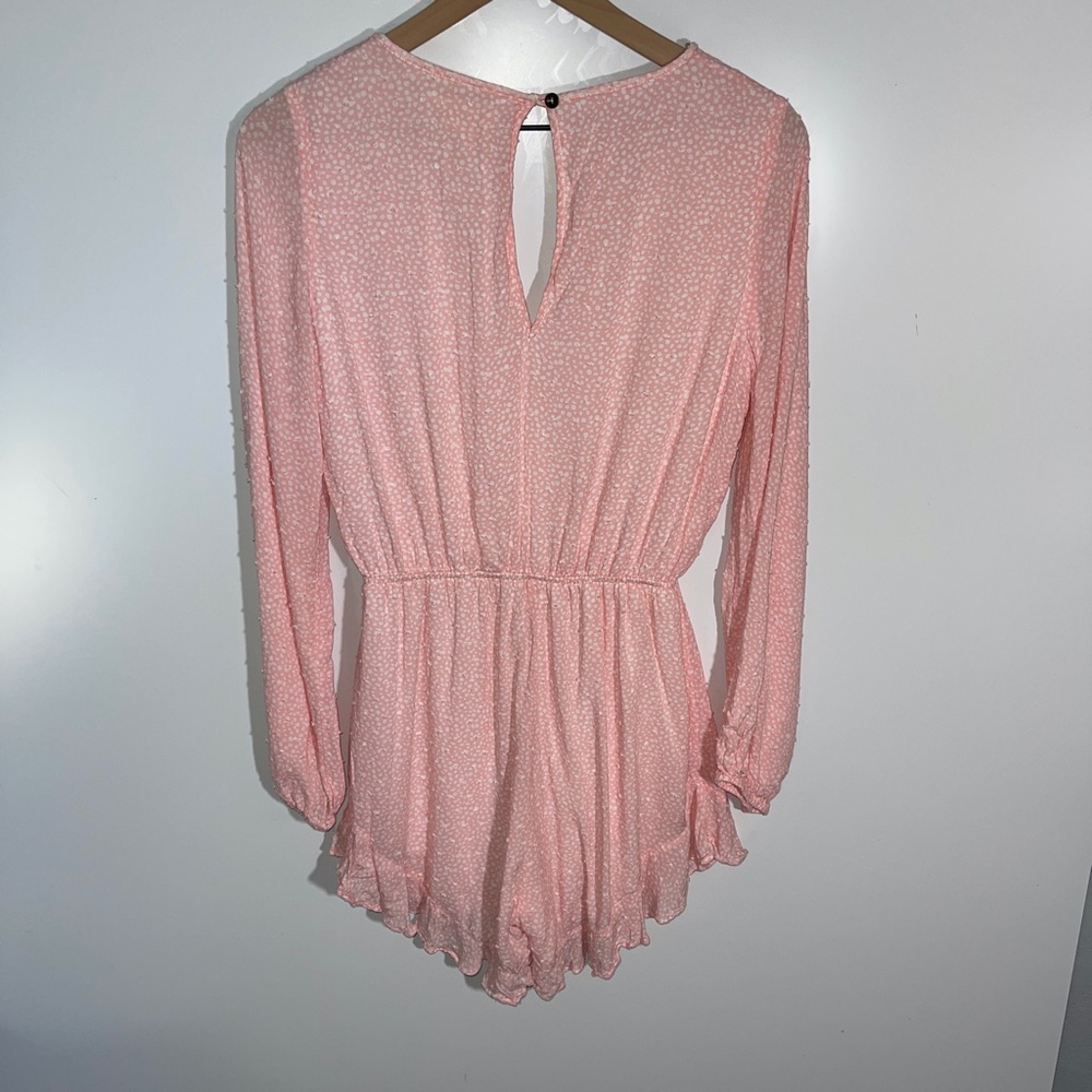 Romper long sleeve shorts V-neck Peach Love California Size‎ Small - Picture 5 of 7